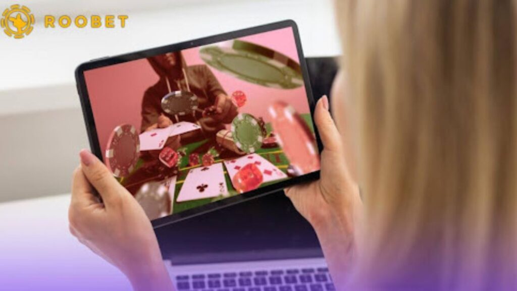 An image of a person playing games on a tablet